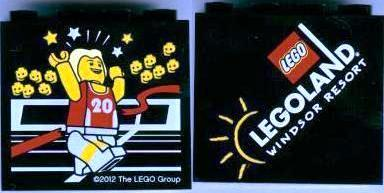 Brick 2 x 4 x 3 with Legoland Windsor Resort and Olympic Athlete #20 Pattern