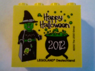Brick 2 x 4 x 3 with Legoland Deutschland Halloween 2012 and Cooking Witch Pattern