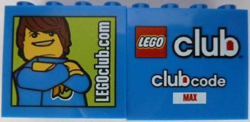 Brick 2 x 4 x 3 with LEGOclub.com and Max Pattern and clubcode on Reverse