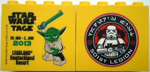 Brick 2 x 4 x 3 with Legoland Deutschland Resort Star Wars 30. Mai - 2. Juni 2013, 501st Legion Logo on Reverse Pattern