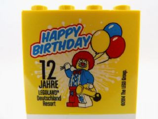 Brick 2 x 4 x 3 with Happy Birthday 12 Jahre Legoland Deutschland Resort Pattern
