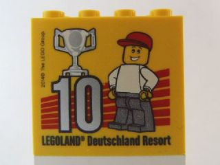 Brick 2 x 4 x 3 with Besuchsmeister 10 Silver 2014 Legoland Deutschland Resort Pattern