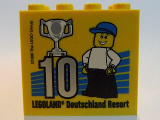 Brick 2 x 4 x 3 with Besuchsmeister 10 Silver 2016 Legoland Deutschland Resort Pattern