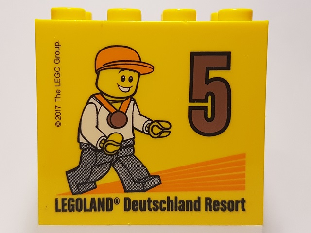 Brick 2 x 4 x 3 with Besuchsmeister 5 Bronze 2017 Legoland Deutschland Resort Pattern