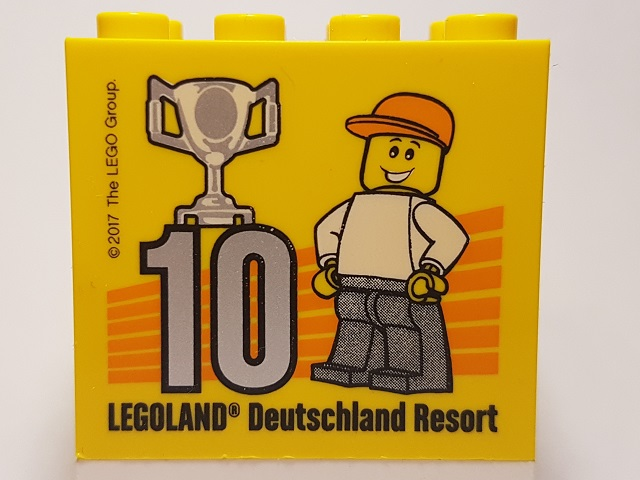 Brick 2 x 4 x 3 with Besuchsmeister 10 Silver 2017 Legoland Deutschland Resort Pattern