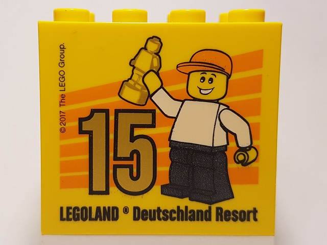 Brick 2 x 4 x 3 with Besuchsmeister 15 Gold 2017 Legoland Deutschland Resort Pattern