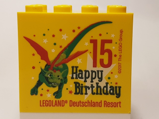 Brick 2 x 4 x 3 with Happy Birthday 15 Legoland Deutschland Resort Pattern