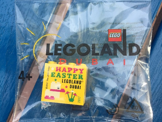 Brick 2 x 4 x 3 with LEGOLAND Dubai 2017 Happy Easter Pattern