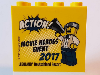 Brick 2 x 4 x 3 with Action! Movie Heroes Event 2017 LEGOLAND Deutschland Resort Pattern