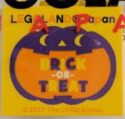 Brick 2 x 4 x 3 with LEGOLAND Japan, 'BRICK-OR-TREAT', and Dark Purple Jack O Lantern with Orange Mouth Pattern