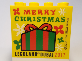 Brick 2 x 4 x 3 with LEGOLAND Dubai 2017 Merry Christmas Pattern