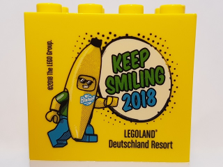 Brick 2 x 4 x 3 with KEEP SMILING 2018 Legoland Deutschland Resort Pattern