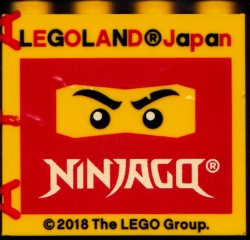 Brick 2 x 4 x 3 with LEGOLAND Japan, Ninjago Logo, and Minifigure Eyes Pattern
