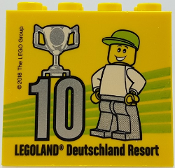 Brick 2 x 4 x 3 with Besuchsmeister 10 Silver 2018 Legoland Deutschland Resort Pattern