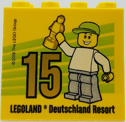 Brick 2 x 4 x 3 with Besuchsmeister 15 Gold 2018 Legoland Deutschland Resort Pattern