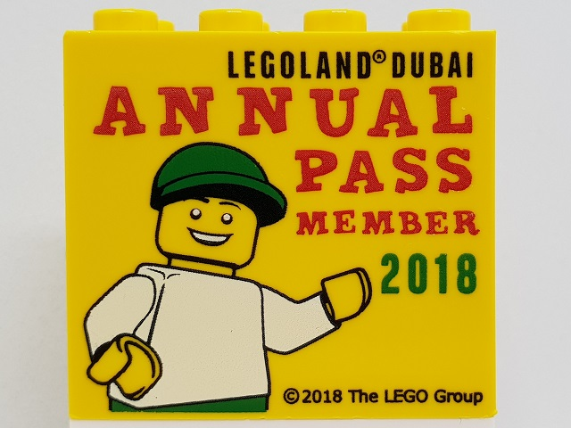 Brick 2 x 4 x 3 with LEGOLAND Dubai 2018 Annual Pass Member Pattern