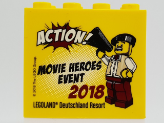 Brick 2 x 4 x 3 with Action! Movie Heroes Event 2018 LEGOLAND Deutschland Resort Pattern