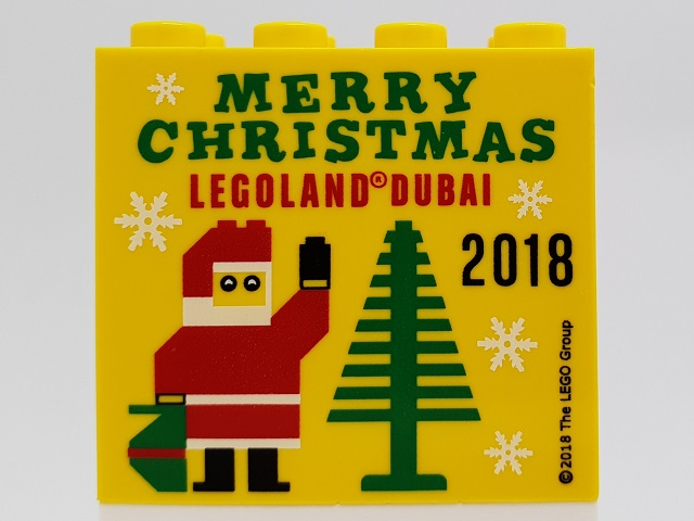 Brick 2 x 4 x 3 with LEGOLAND Dubai 2018 Merry Christmas Pattern