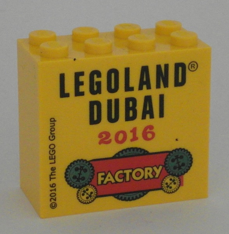 Brick 2 x 4 x 3 with LEGOLAND Dubai 2016 Factory Pattern