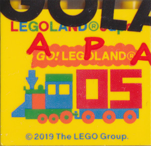 Brick 2 x 4 x 3 with LEGOLAND Japan, 'GO! LEGOLAND', and Train with '05' Pattern