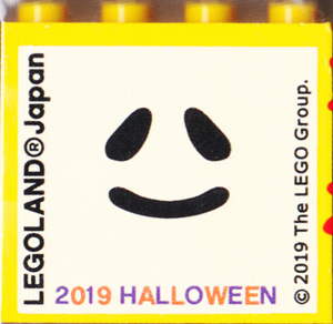 Brick 2 x 4 x 3 with LEGOLAND Japan, '2019 HALLOWEEN', and Ghost Face Pattern