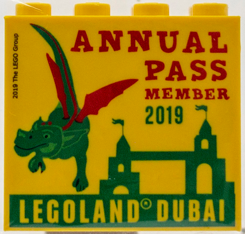 Brick 2 x 4 x 3 with LEGOLAND Dubai 2019 Annual Pass Member Pattern