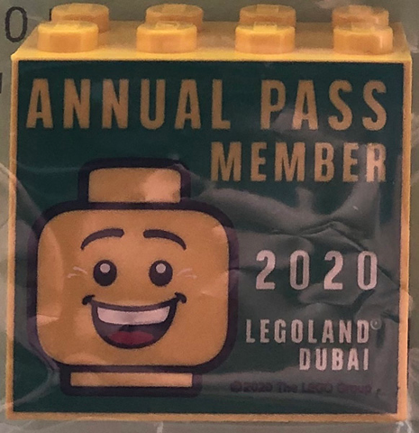 Brick 2 x 4 x 3 with LEGOLAND Dubai 2020 Annual Pass Member Pattern