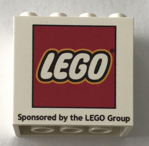 Brick 2 x 4 x 3 with Lego Logo and 'Sponsored by the LEGO Group' Pattern