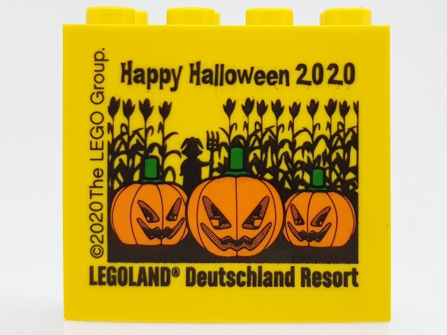 Brick 2 x 4 x 3 with Happy Halloween 2020 LEGOLAND Deutschland Resort Pattern