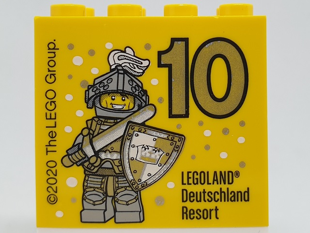 Brick 2 x 4 x 3 with Besuchsmeister 10 Silver 2020 LEGOLAND Deutschland Resort Pattern