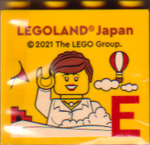 Brick 2 x 4 x 3 with LEGOLAND Japan, Female Minifigure (Lucy Bird), Hot Air Balloon, and Red Capital Letter E Pattern