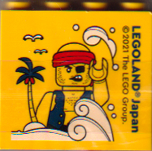 Brick 2 x 4 x 3 with LEGOLAND Japan, Pirate Minifigure (Isaac), and Island with Palm Tree Pattern
