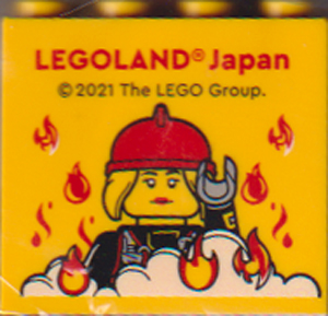 Brick 2 x 4 x 3 with LEGOLAND Japan, Female Firefighter Minifigure, Fire, and Smoke Pattern