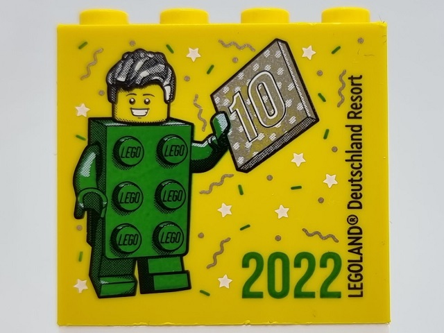 Brick 2 x 4 x 3 with Besuchsmeister 10 Silver 2022 LEGOLAND Deutschland Resort Pattern