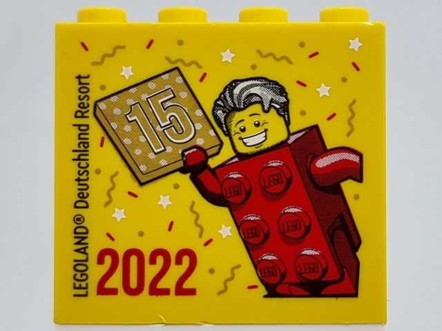 Brick 2 x 4 x 3 with Besuchsmeister 15 Gold 2022 LEGOLAND Deutschland Resort Pattern