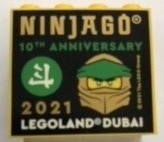 Brick 2 x 4 x 3 with LEGOLAND Dubai 2021 NINJAGO 10th Anniversary Pattern
