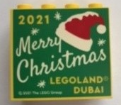 Brick 2 x 4 x 3 with LEGOLAND Dubai 2021 Merry Christmas Pattern