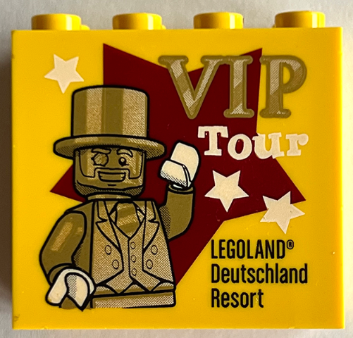 Brick 2 x 4 x 3 with VIP Tour LEGOLAND Deutschland Resort Pattern (Version without Copyright Symbol and Year)