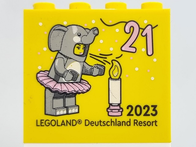 Brick 2 x 4 x 3 with 21 (Birthday / Geburtstag) 2023 LEGOLAND Deutschland Resort Pattern