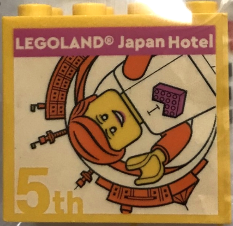 Brick 2 x 4 x 3 with LEGOLAND Japan Hotel, '5th', and Female Minifigure Pattern