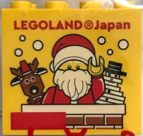 Brick 2 x 4 x 3 with LEGOLAND Japan, Santa Minifigure, Chimney, Reindeer, Snowman, and Snow Pattern
