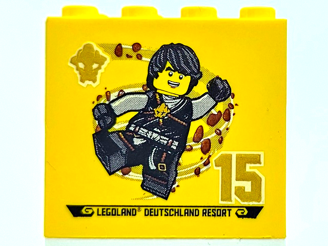 Brick 2 x 4 x 3 with Besuchsmeister 15 Gold 2024 LEGOLAND Deutschland Resort Pattern