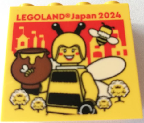 Brick 2 x 4 x 3 with LEGOLAND Japan 2024, Bumblebee Girl Minifigure with Honey Pot, Bee and Trees Pattern
