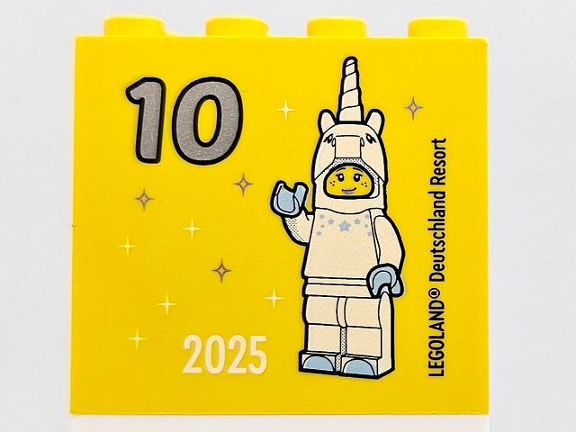 Brick 2 x 4 x 3 with Besuchsmeister 10 Silver 2025 LEGOLAND Deutschland Resort Pattern