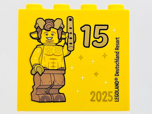 Brick 2 x 4 x 3 with Besuchsmeister 15 Gold 2025 LEGOLAND Deutschland Resort Pattern