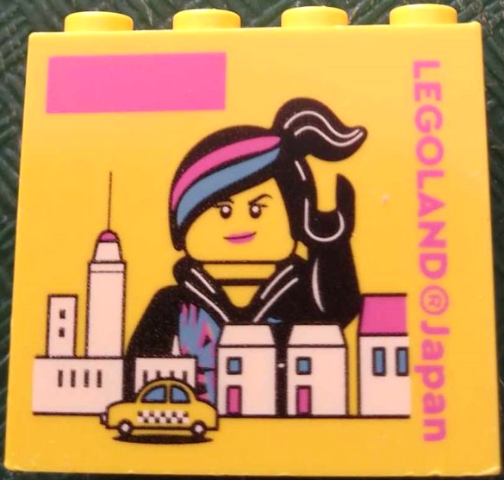 Brick 2 x 4 x 3 with LEGOLAND Japan, Wyldstyle Minifigure, Buildings and Taxi Pattern