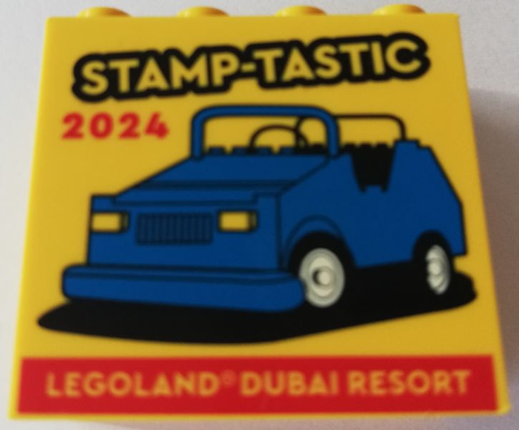Brick 2 x 4 x 3 with Stamp-Tastic 2024 LEGOLAND Dubai Resort Pattern
