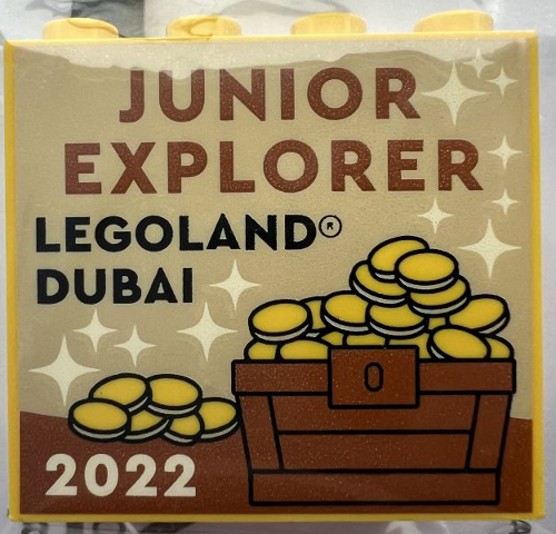 Brick 2 x 4 x 3 with LEGOLAND Dubai 2022 Junior Explorer Pattern