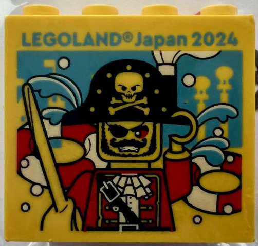 Brick 2 x 4 x 3 with LEGOLAND Japan 2024, Pirate Captain Pattern