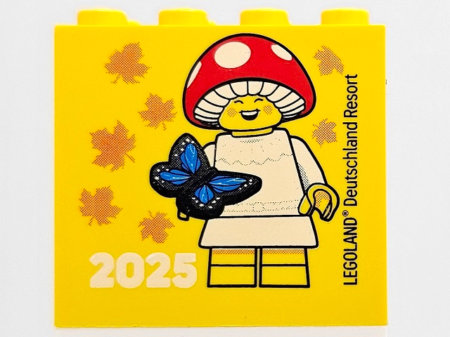 Brick 2 x 4 x 3 with 2025 LEGOLAND Deutschland Resort and Mushroom Sprite Minifigure with Butterfly Pattern